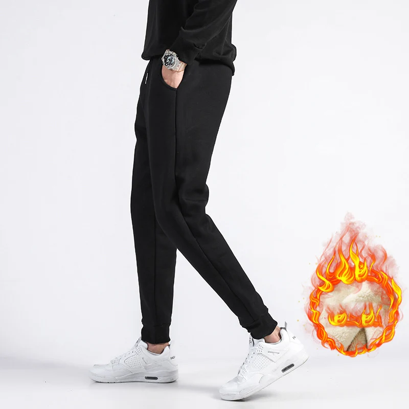 

2022 Autumn Men Pant Smart Casual Style Thick Warm Fleece Faux Lamb Wool Full Length Plus Size Winter Europe Trousers C4240