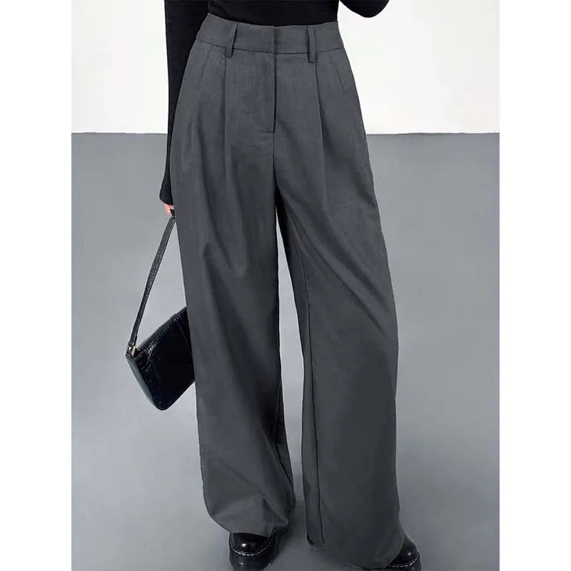 

Blazer Pants Women High Waist Grey Wide Leg Pants Women Versatile Sagging Suit Pants Temperament Commuter Western Style Trousers