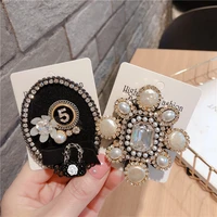 luxury cyrstal pearl 5 number vintage brooches for women classic rhinesotne brooch pin party wedding accessories brooch badges