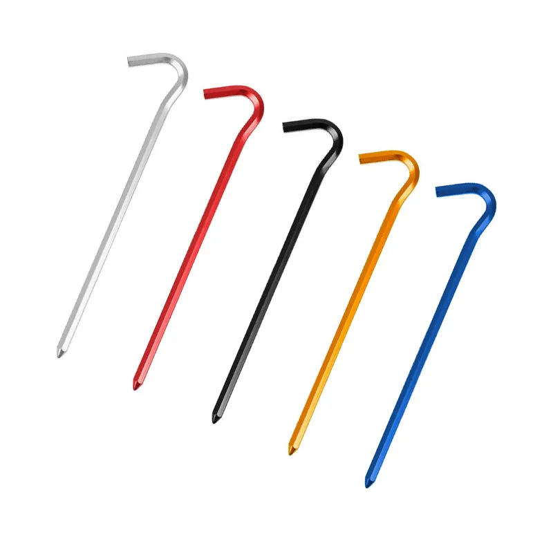 

10 шт./компл. 18 см колышки для палатки из алюминиевого сплава с крючками садовые колышки заземляющие гвозди для гамака кемпинга тент шестигра...