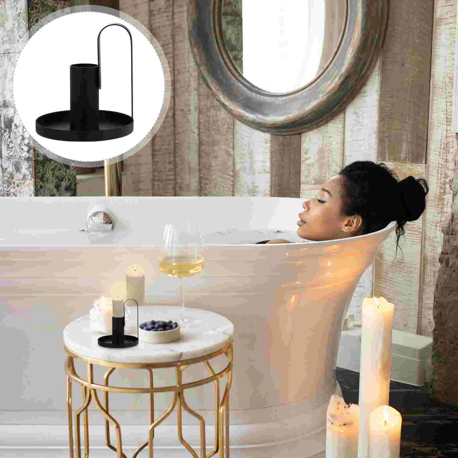 

Holder Stand Iron Black Candlestick Modern Taper Metal Tealight Simple Decorative