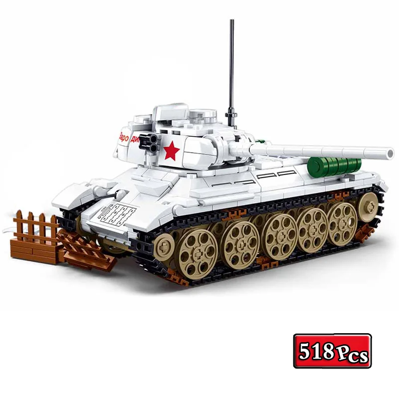 

Military Series World War II Soviet T34-85 Medium Tank Collection Ornament Building Blocks Bricks Toys Gifts