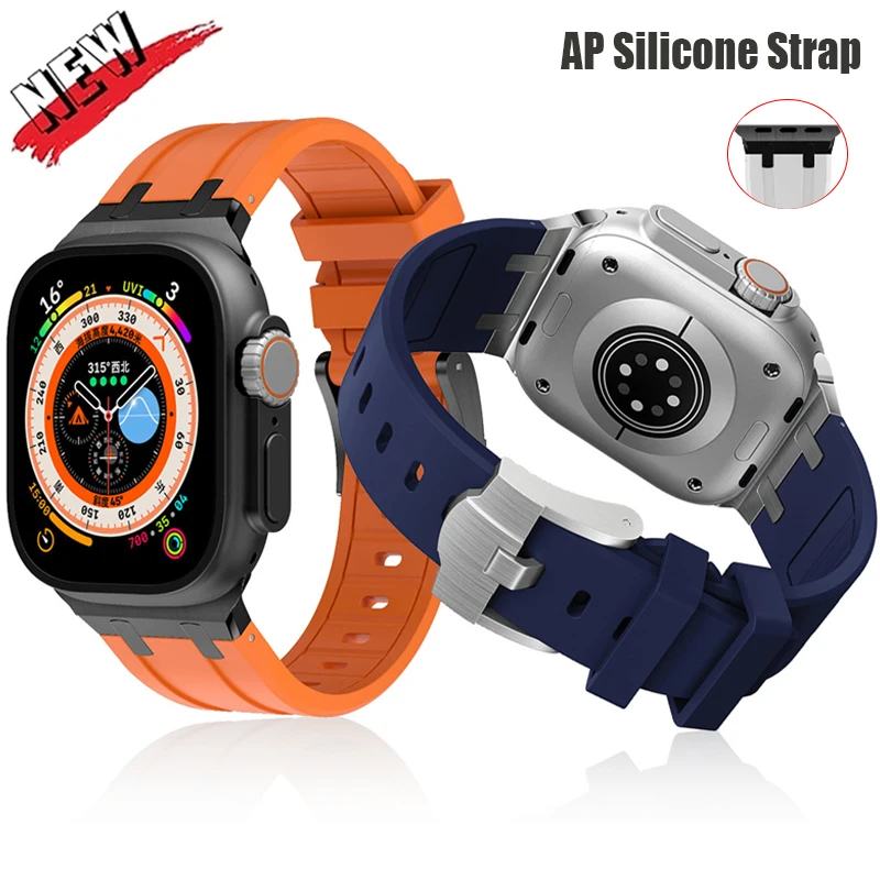 

Ремешок силиконовый для Apple Watch 45 мм 41 мм 44 мм 42 мм 40 мм, мягкий спортивный резиновый браслет для iWatch 8 7 SE 6 5 4 Ultra 49 мм