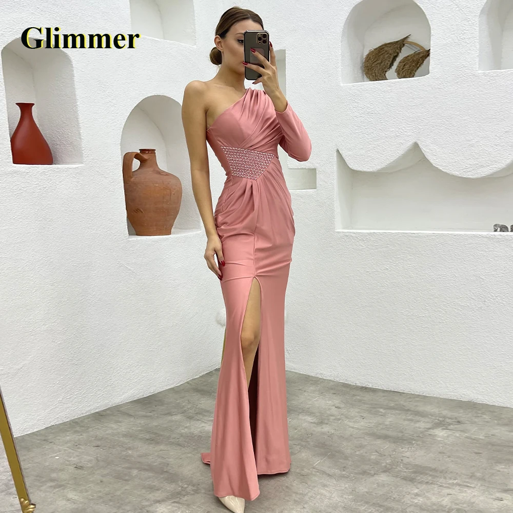 Glimmer Simple Beadings Evening Dresses Formal Prom Gowns Custom Made Special Occasion Vestidos Fiesta De Noche Robe De Soiree