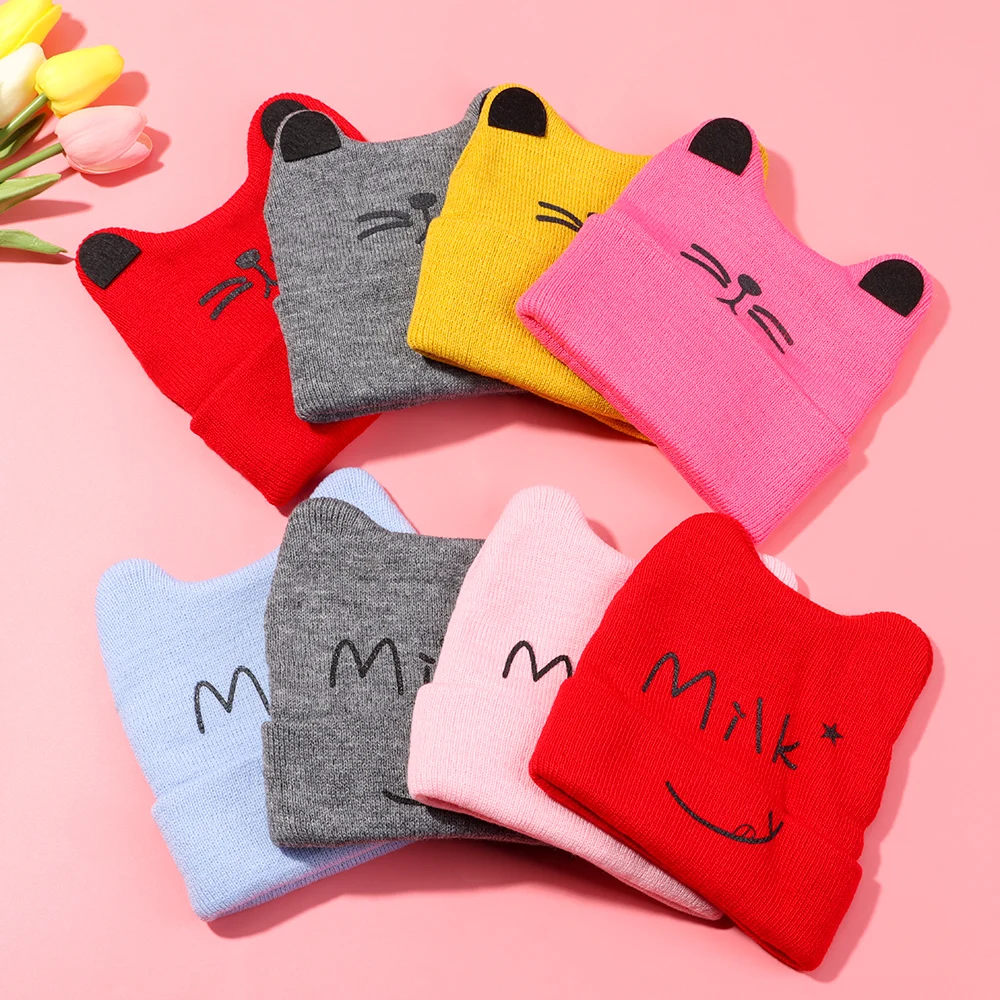 

Шапка с мультяшным медведем, детская зимняя шапка для новорожденных девочек и мальчиков, теплая Милая Шапка-бини, вязаные шапки для детей, р...