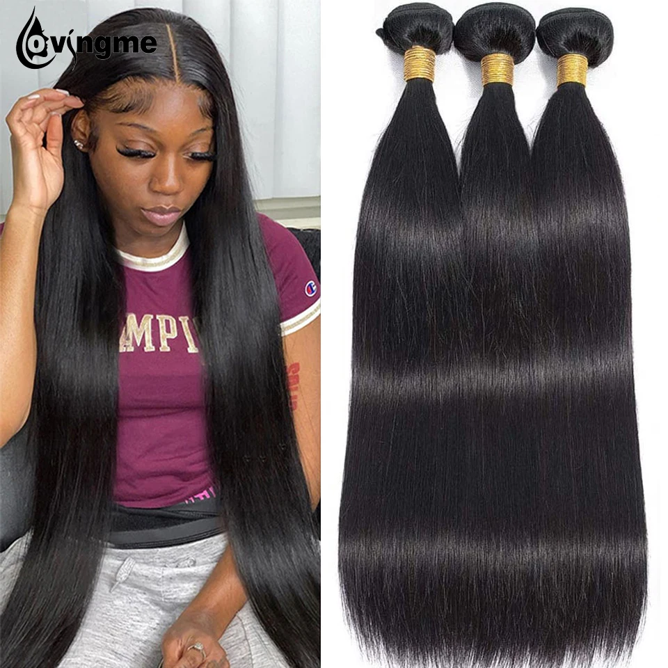 Straight 30 32 34 inches Brazilian Human Hair Bundles Hair Weave Bundles Remy Hair Extensions 3 4 Bundles 10A Virgin Weaving