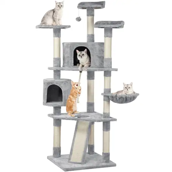 

79" Multilevel Large Cat Tree Condo Tower, Light Gray