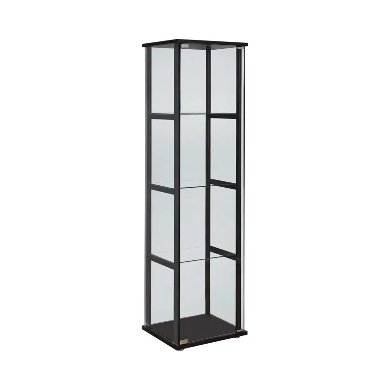 

- Glass Curio Cabinet, Black and Clear