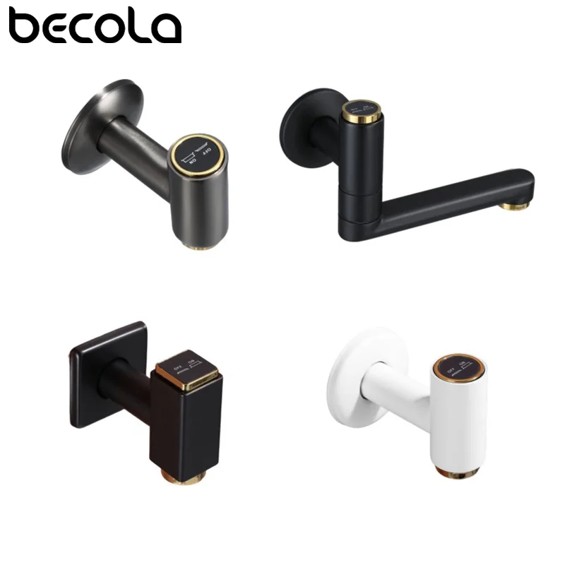 

Wall Faucet Bathroom Faucet Black Washing Machine Faucet Garden Balcony Mop Pool Single Cold Quick Opening Faucet Button Faucet