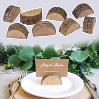 10pcs natural stump semicircular photo clip wood card holder picture stand office desktop ornament party wedding decoration