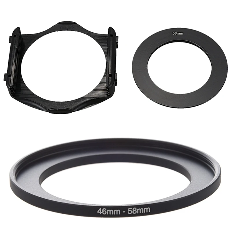 

1Pcs 46Mm To 58Mm Metal Step Up Filter Ring Adapter & 1Pcs 58Mm Adapter Ring + 3-Slot Filter Holder For Camera