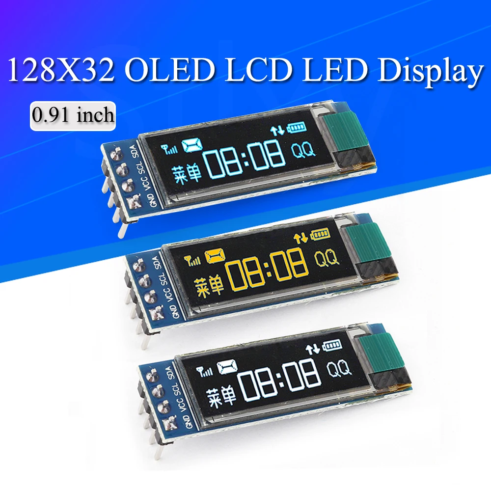 

0.91 inch OLED module 0.91" white/Blue OLED 128X32 OLED LCD LED SSD1306 Display Module 0.91" IIC Communicate for arduino