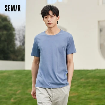 Semir Short Sleeve Men T-Shirt Cotton 2022 Summer New Man Clothing Is Thin And Versatile T Shirt Couples Solid Color Bottoming 1