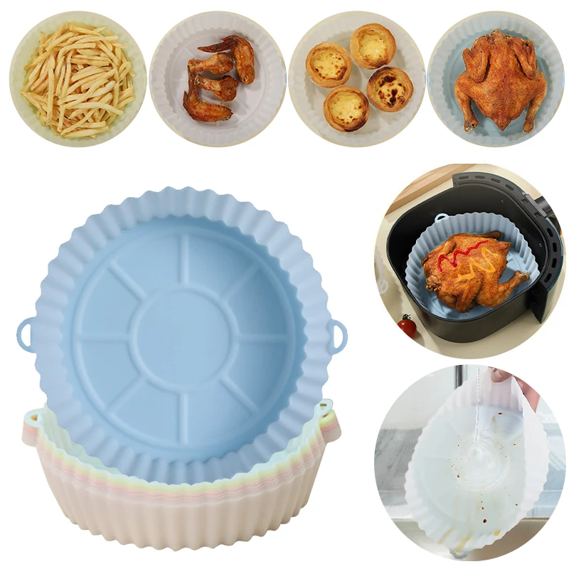 

1/2Pcs Silicone Air Fryers Oven Baking Tray Pizza Pizza Chicken Plate Reusable Airfryer Pan Liner Grill Pot Accessories