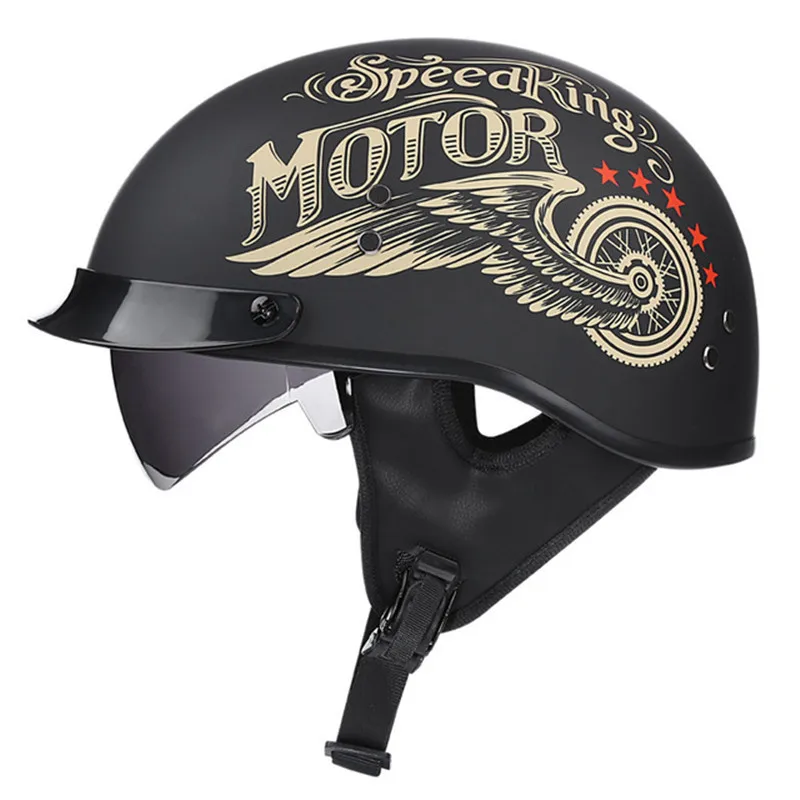 VOSS DOT Motorcycle Helmet Men and Women Summer Half Helmet Light Retro Locomotive Electric Full Bib Helmet Capacete De Moto