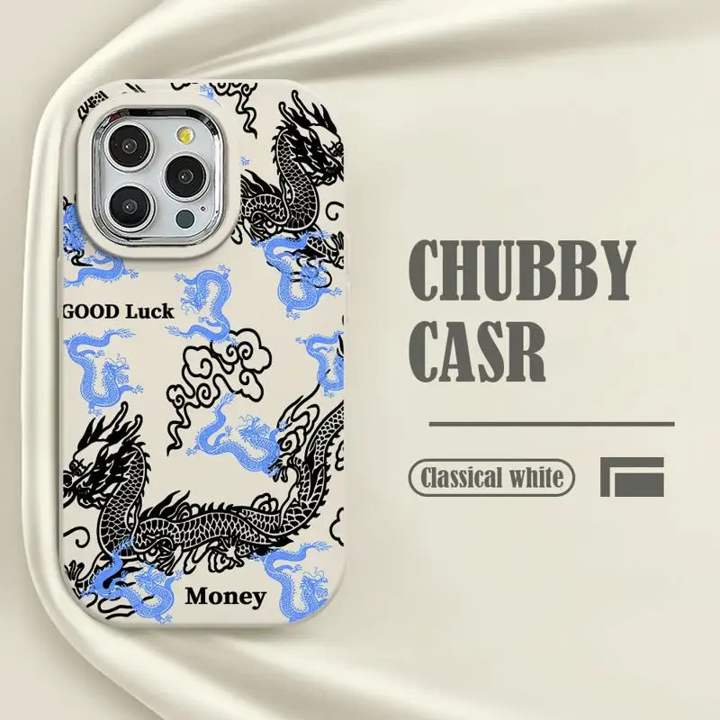 чехол для телефона Apple iPhone 15 14 Pro funda 11 Max 12 Plus 13pro max 15plus 11pro coque Cover Purple Pink Blue Dragon Art