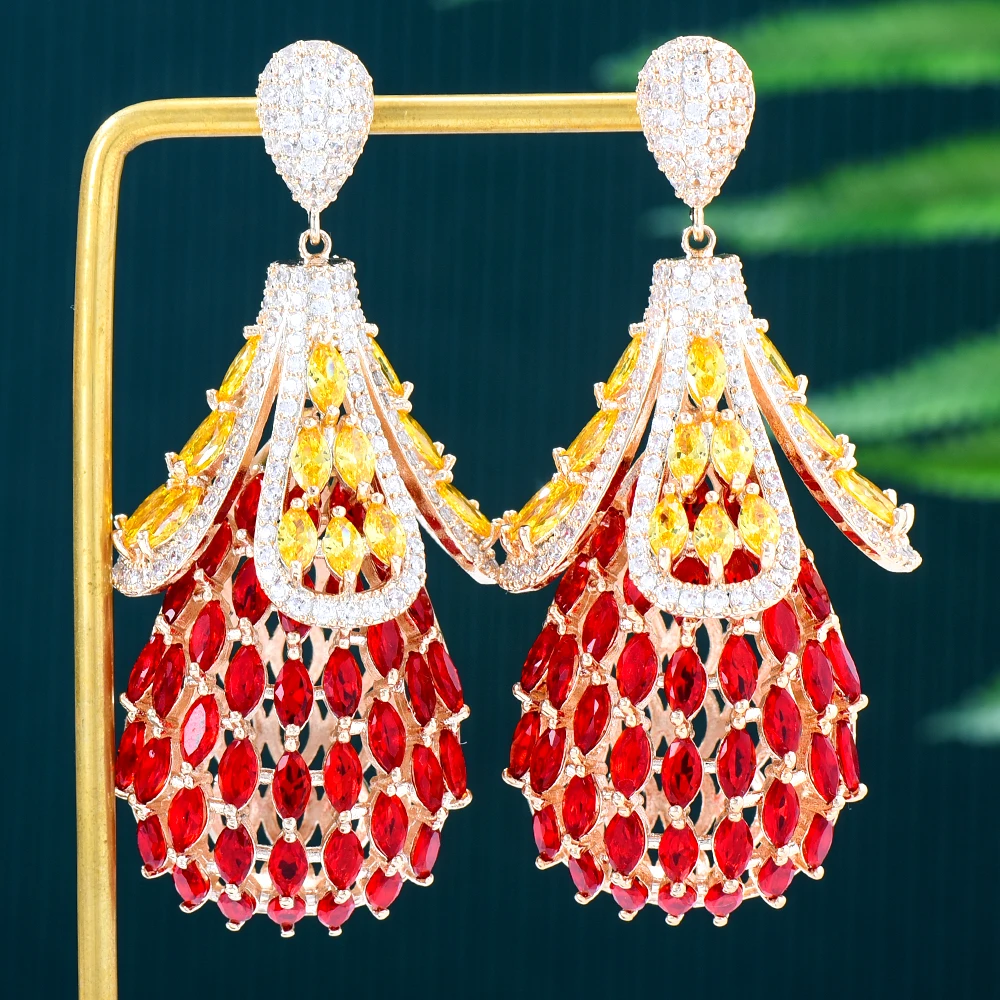 

Soramoore Luxury Charm Drop Earrings Shiny Full CZ Women Vintage Big Dangle 2022 Trend Earings Female Jewelry High Quality