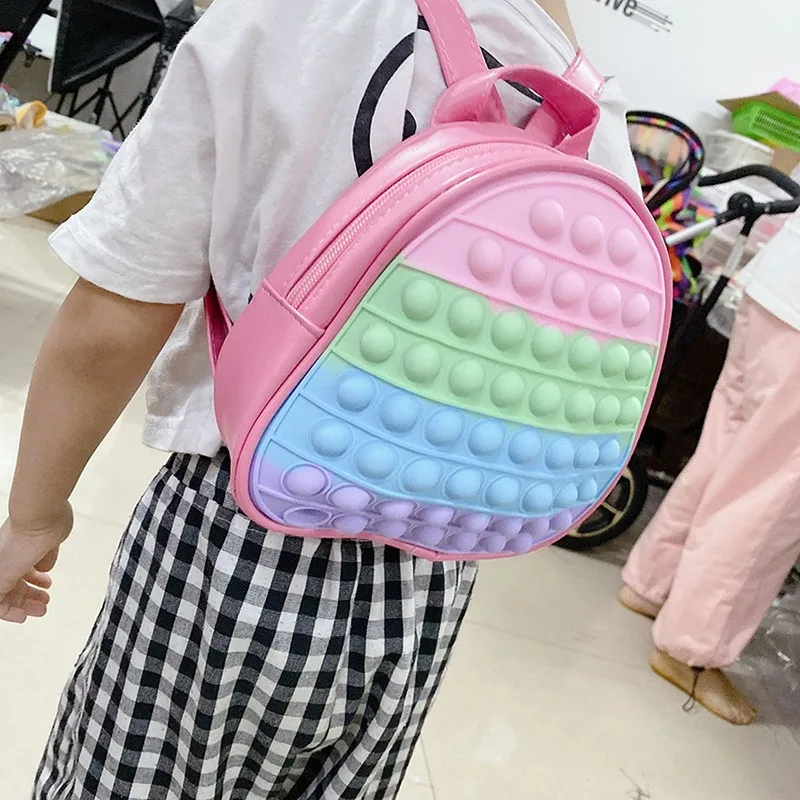 

Push Pops Backpack Stress Relief Bags for Children Fidget Toy Soft Squishy Push its Bubble Antistress Toy Squeeze Girls Boys Bag