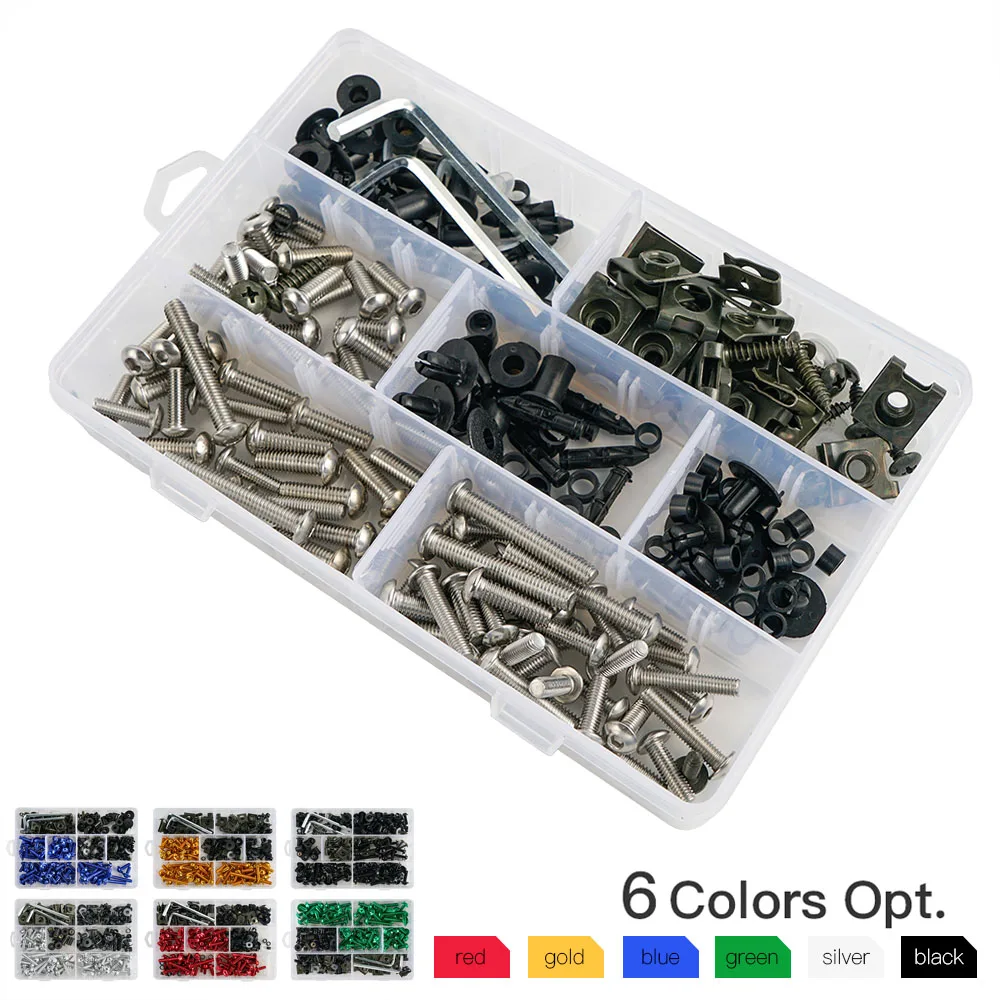 

253pcs Motorcycle Windscreen Pillars Fastener Clips Screws M4 M5 M6 Fairing Bolts Kit for BMW Honda Yamaha Kawasaki Suzuki