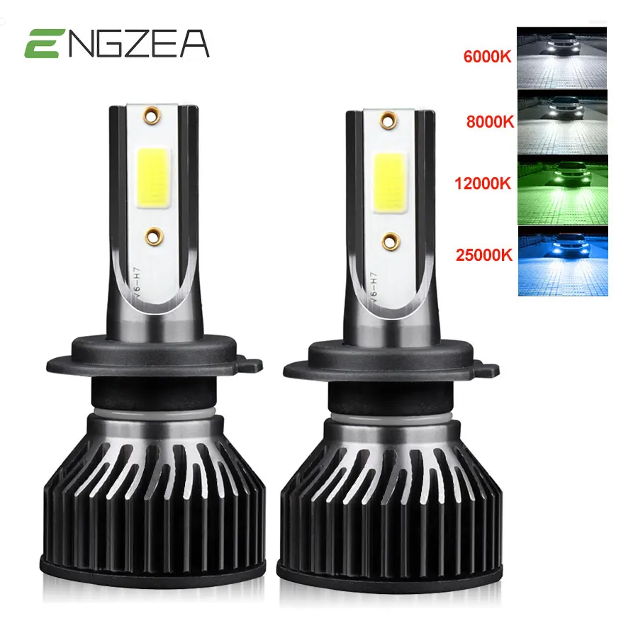 

ENGZEA H7 H4 H11 Led Bulb H1 Led Headlight Bulb H3 HB4 9005 9006 Led Headlight Lamp 6000K 12000LM Turbo LED Light Kit NO FAN