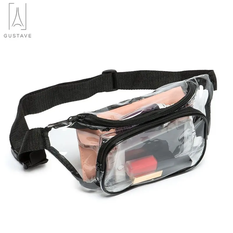 2 Pack Clear Fanny Pack Stadium Approved Transparent Waterproof PVC Waist Bag Clear Purse Adjustable Belt Bag  Women Men, Travel