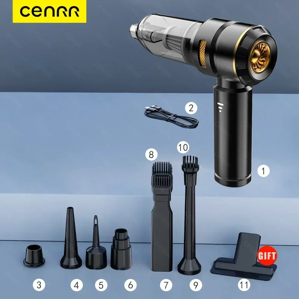 

Мини-пылесос автомобиля CENRR 998000 PA Сильное всасывание Мощный портативный беспроводной пылесос Ручной автомобильный очиститель Пневматический пистолет