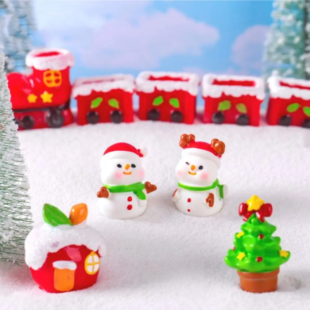 Мини-Рождественские фигурки медведя из смолы микропейзаж миниатюрный снеговик