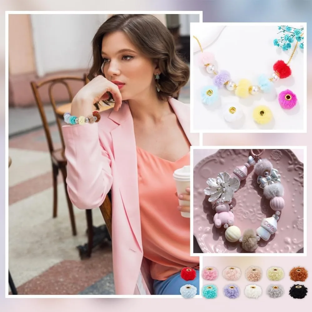 Пушистые бусины Rondelle Pom Poms 12 цветов
