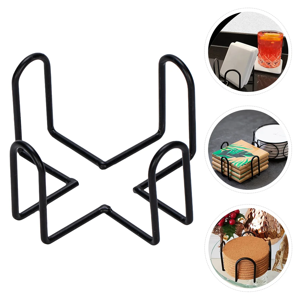 

Coaster Holder Coasters Rack Round Iron Storage Drink Cup Metal Stand Matblackorganizer Without Square Costers Sets Mats Holders