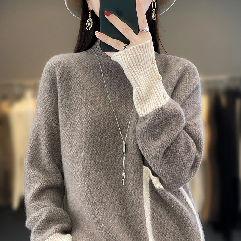 Новый осенне-зимний свитер из 100% мериноса и кашемира женский вязаный пуловер с