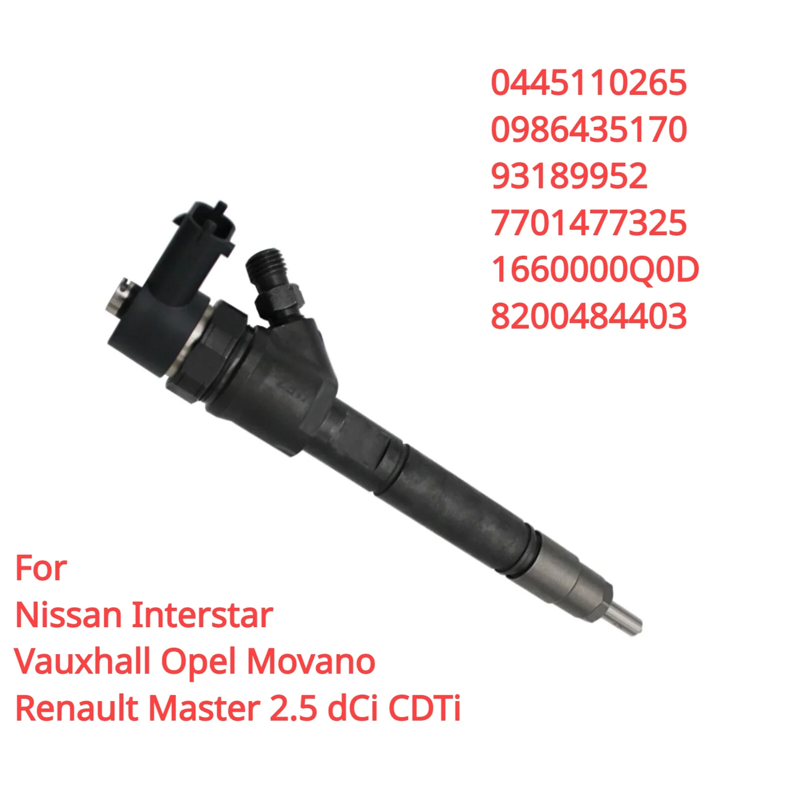 

0445110265 0986435170 новая Форсунка для дизельного топлива для Nissan Interstar Vauxhall Opel Movano Renault Master 2,5 dCi CDTi