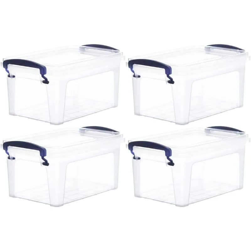 

Clear Storage Bins with Lids, Stackable Storage Box with Latches and Handles, Extra Small, 2 Pack 2 Quart