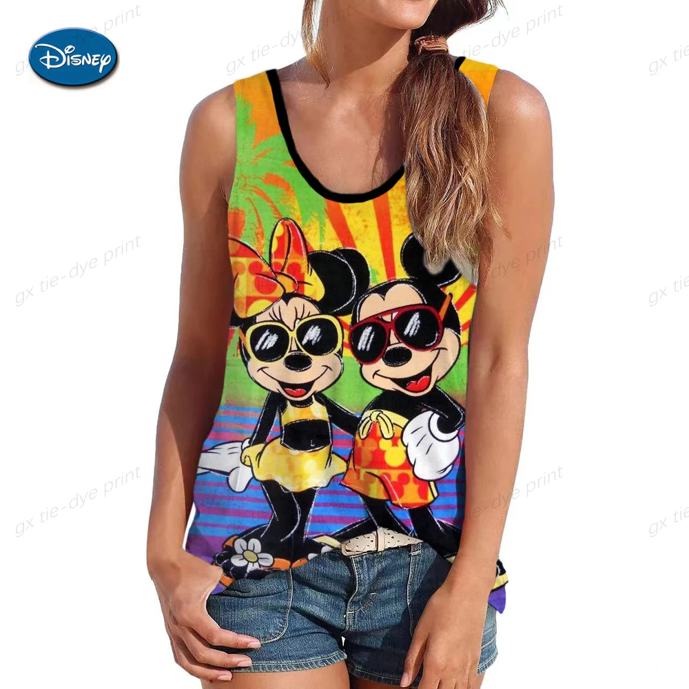 

Летняя женская рубашка, сексуальные укороченные майки с диснеевским Минни Микки Маусом, топы, блузы, облегающая футболка для фитнеса, жилеты, рубашки, уличная одежда, одежда для девочек