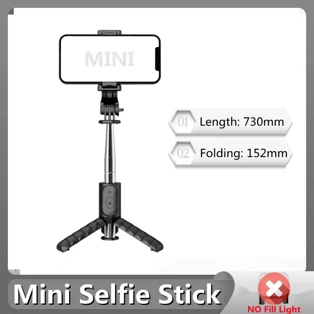 

For Iphone Xiaomi Roreta New Mini Wireless bluetooth selfie stick foldable tripod with fill light shutter remote control