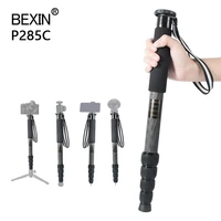 bexin p285c professional carbon fiber portable travel monopod stand can stand with the mini tripod base of the dslr camera