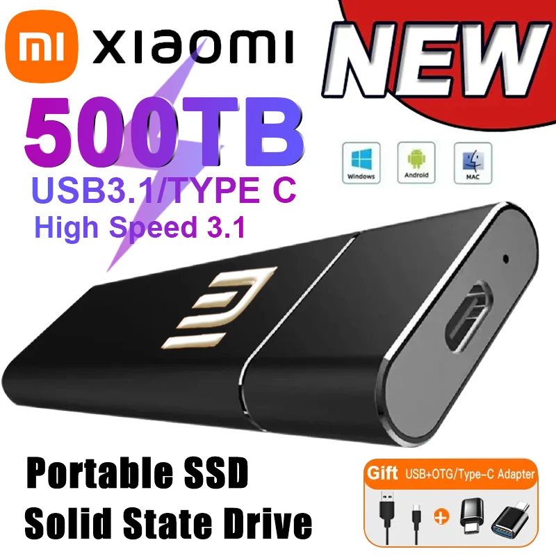 

NEW Xiaomi Mijia 100% Original Portable SSD Hard Drive 256TB 1TB External SSD Hard Drive Type C USB3.1 Hard Disk USB Flash Drive