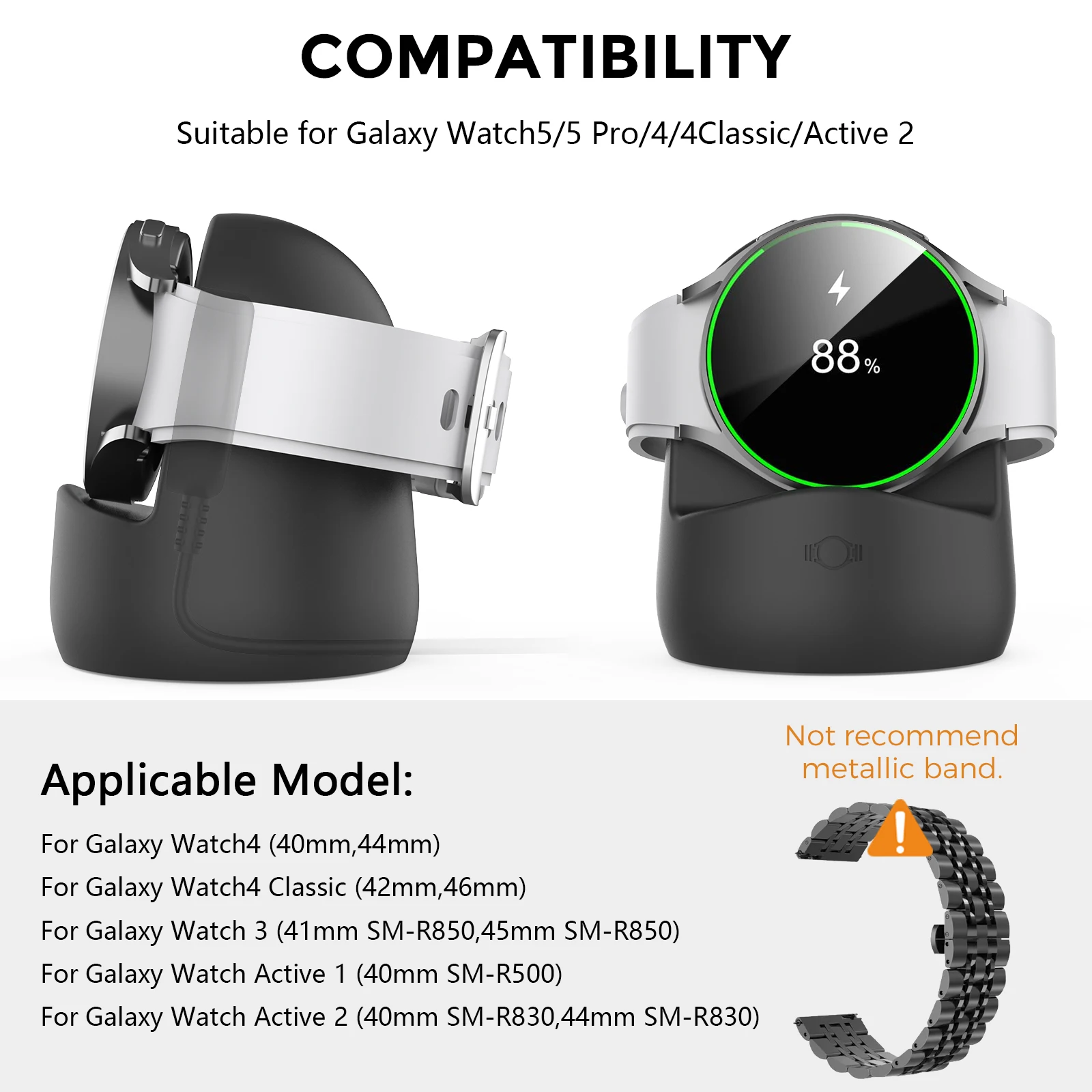 

Силиконовая док-станция для зарядного устройства для Samsung Galaxy Watch Active 2, USB-кабель для зарядного устройства для Samsung Galaxy Watch 5 5 Pro 4 Classic 3