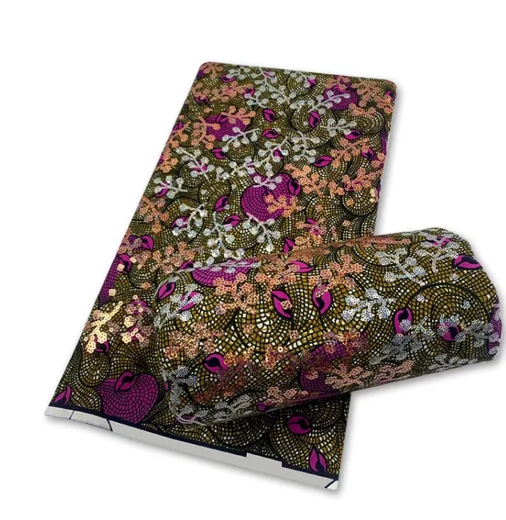 2022 Высококачественная африканская ткань с блестками воск принт хлопок Анкара