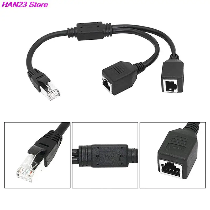 

RJ45 1 Male to 2 Female Socket Port LAN Ethernet Network Splitter Y Stable Transmission Network Lead Extender Extension Cable