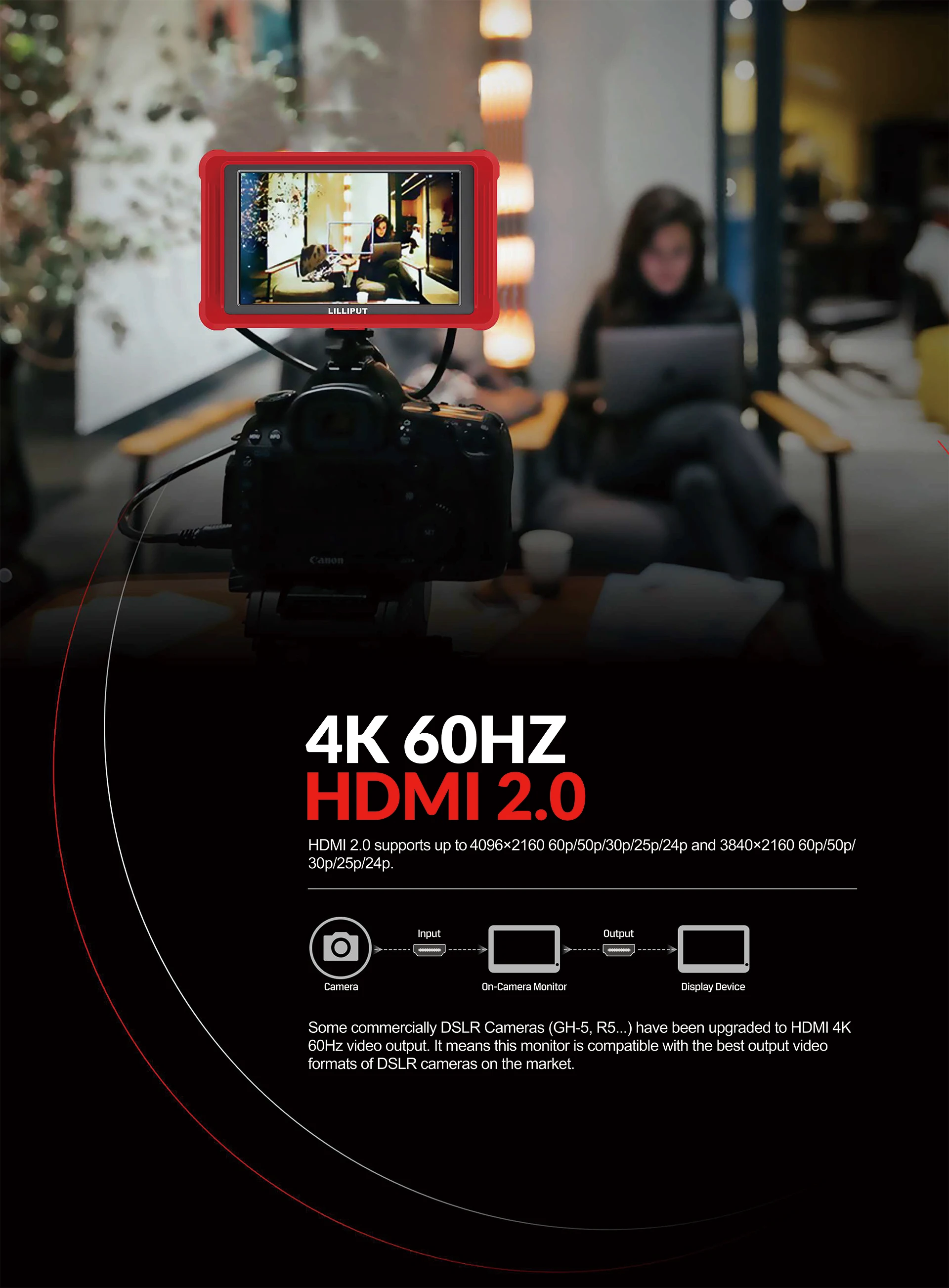 Монитор LILLIPUT FS5 5 4 дюйма для камеры DSLR полевой FHD HDR 3G-SDI 4K HDMI-совместимый 60 Гц 3D LUT