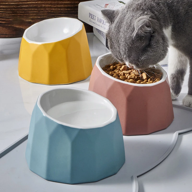 

Pet Matte Ceramic Bowl Anti-overturning Cat Food Water Feeders Non Slip Small Puppy Dog Drinking Eating Bowls Cats food basin