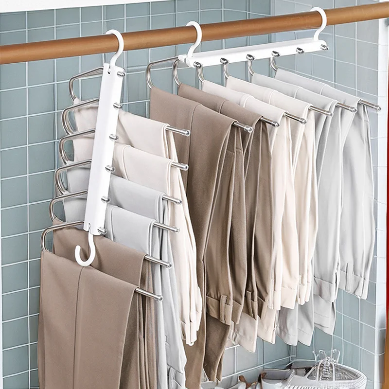 

Stainless Steel Foldable Pants Storage Rack Coat Hanger Pants Wardrobe Storage Rack Clothes Storage Organizers Bedroom Closets