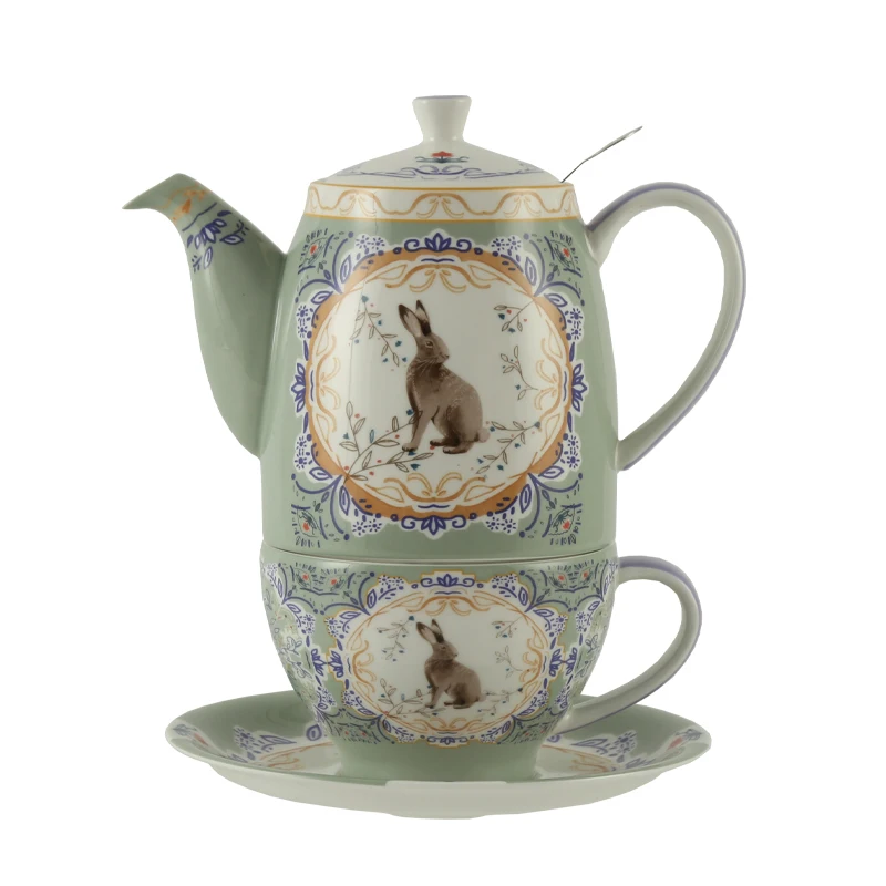 

Чайный набор London Pottery 500 мл с кроликом из костяного фарфора