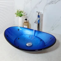 yanksmart bathroom washbasin countertop tempered glass basin sink faucet brass faucet washroom vessel vanity bar ship