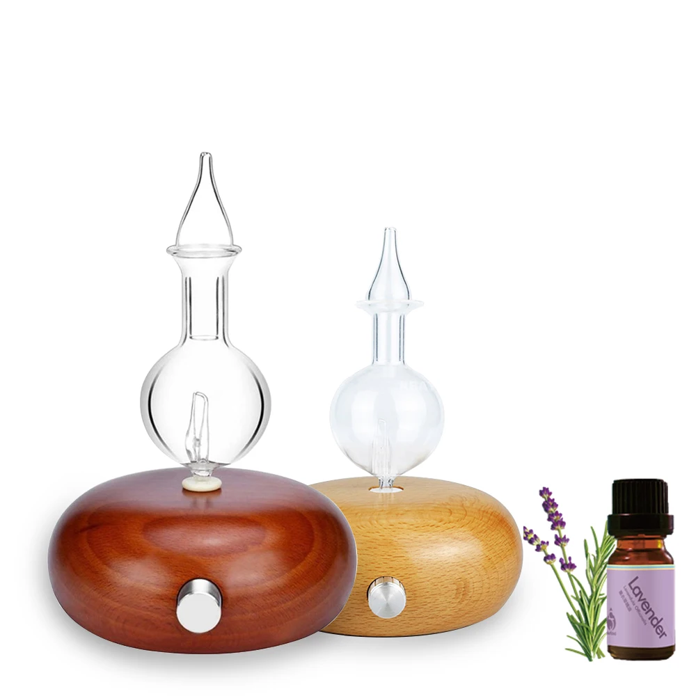 

Natural Wood Waterless Aromatherapy Diffuser Glass Fragrance Nebulizer for Pure Essential Oils