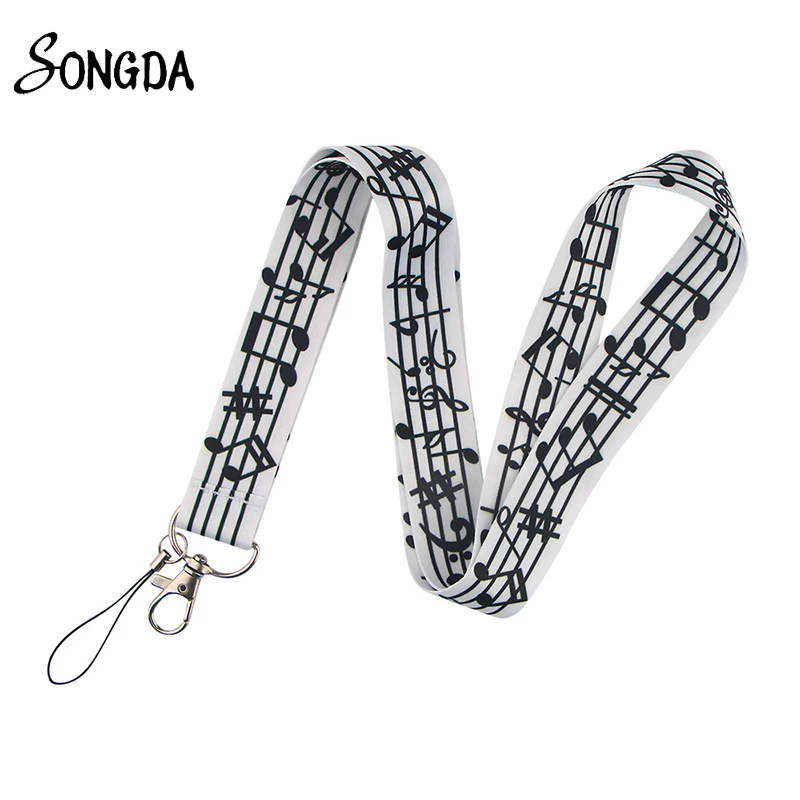 

New Musical Notes Lanyards Keychains Neck Straps Keyrings for Mobile Phone ID Card Holder Badges Keycord Jewelry Musician Gifts