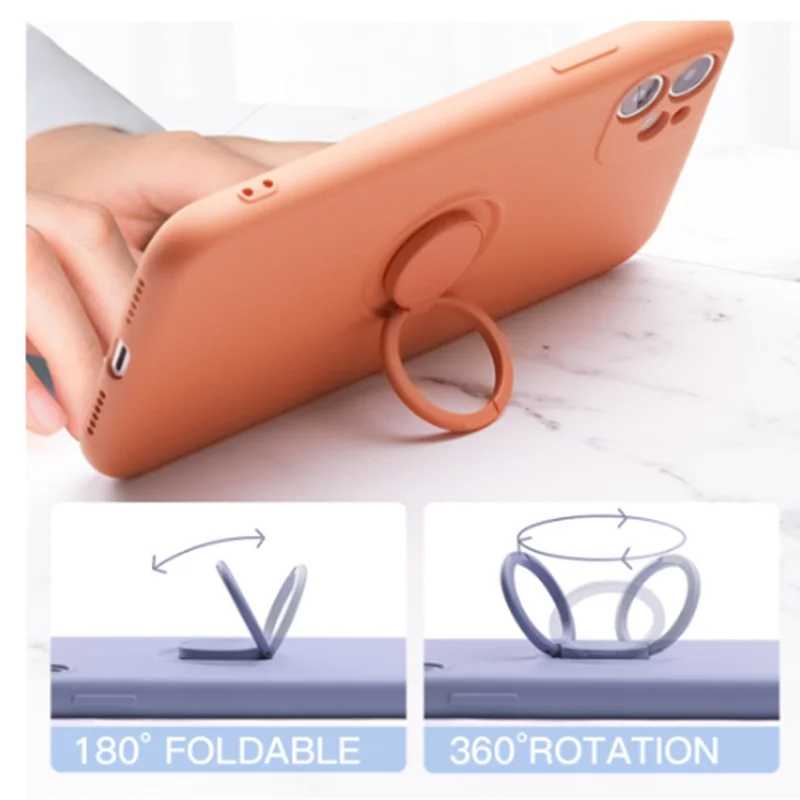 Magnetic Ring Holder Phone Case For iPhone 14 13 12 Mini 11 Pro XS Max XR X SE 2020 8 7 Plus Soft Liquid Silicone Cover