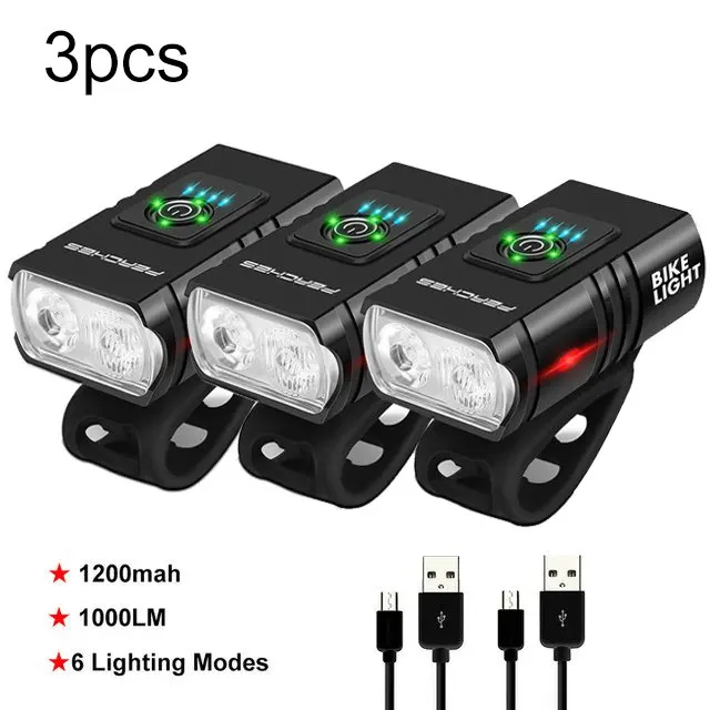 

T6 LED Bicycle Light 1000 Lumen USB Rechargeable M365 Electric Scooter Light Bike Headlight Cycling Flashlight Bike Accessories