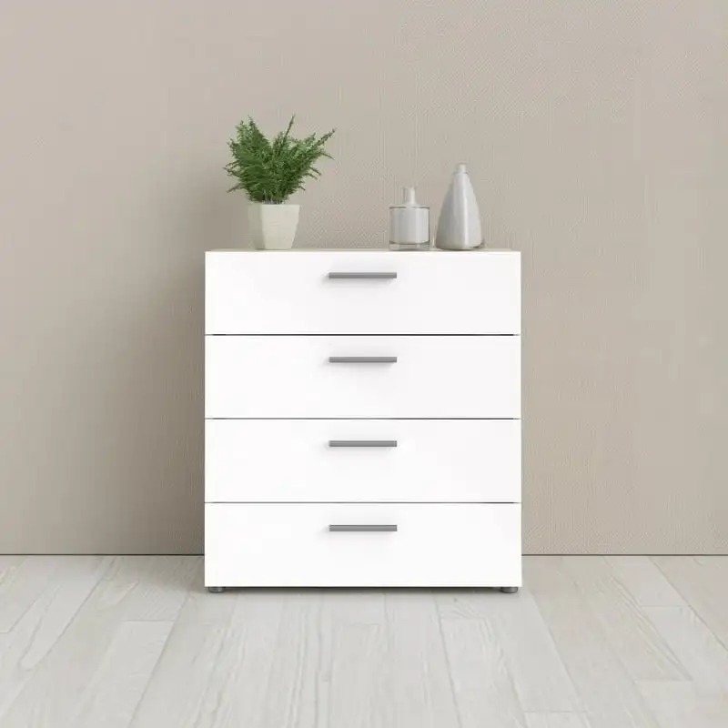 

4 Drawer Chest, Oak Structure/White High Gloss