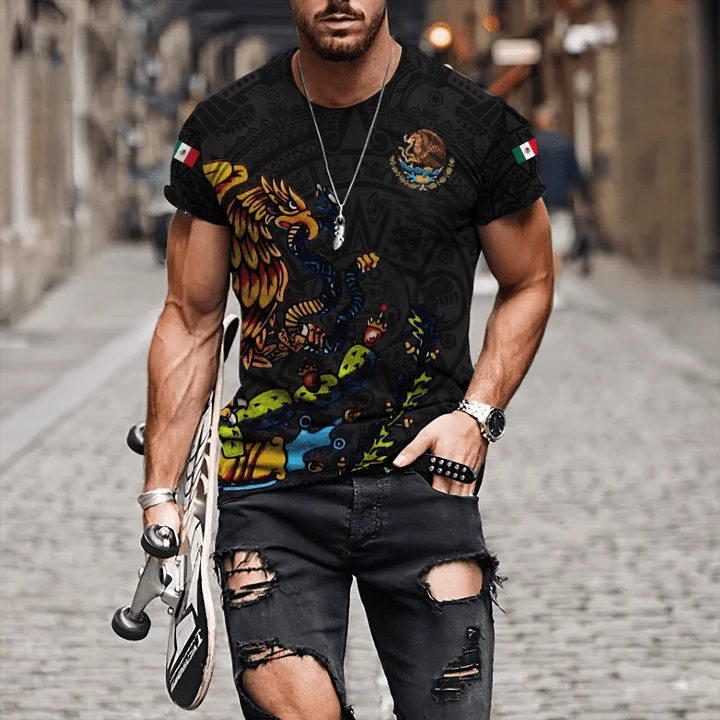 

Mexico Skull Graphic Mens T-Shirts For Men Summer 3D Print Tee Shirts Short Sleeve Street Fashion Casual Oversized Unisex Tops